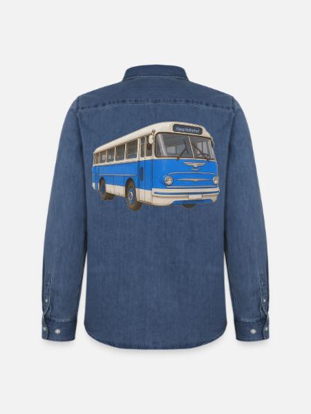 Old blue bus - Men’s Organic Denim Shirt by Stanley/Stella - mid washy