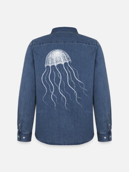Méduse - Chemise en denim homme bio Stanley/Stella - bleu moyen délavé