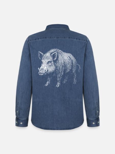 Sanglier - Chemise en denim homme bio Stanley/Stella - bleu moyen délavé