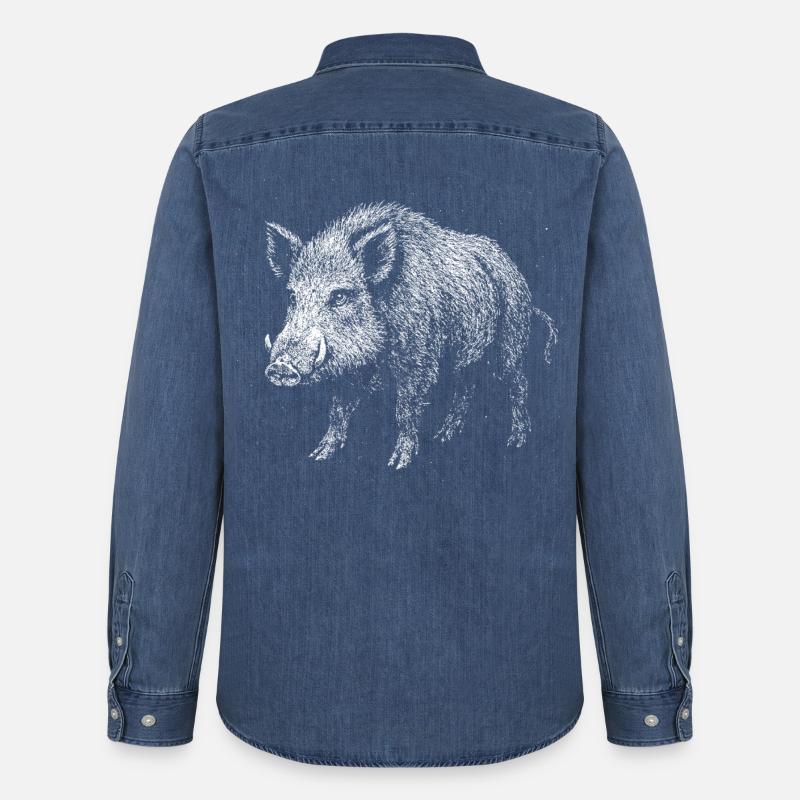 Wild boar - Men’s Organic Denim Shirt by Stanley/Stella - mid washy 