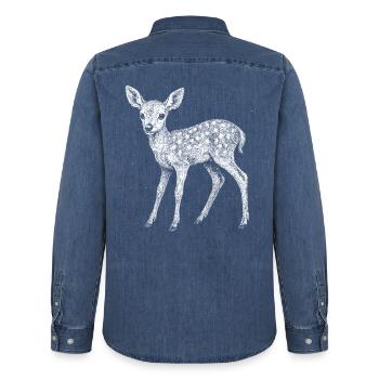 Faon - Chemise en denim homme bio Stanley/Stella - bleu moyen délavé  - Dos - AI Model Male 185 light (185cm)