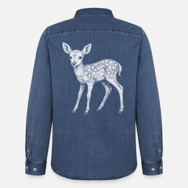 Rehkitz - Männer Jeanshemd Organic von Stanley/Stella - verwaschenes Mittelblau 