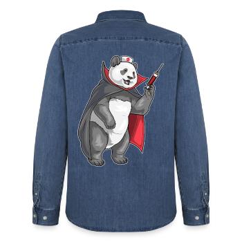 Infirmière panda d’Halloween - Chemise en denim homme bio Stanley/Stella - bleu moyen délavé  - Dos - AI Model Male 185 light (185cm)