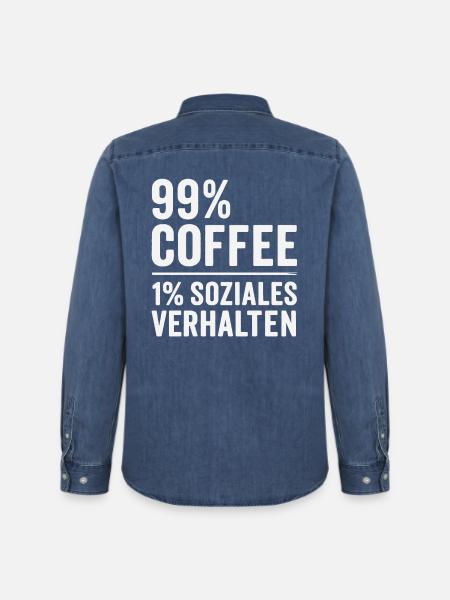 99% Coffee - Men’s Organic Denim Shirt by Stanley/Stella - mid washy 