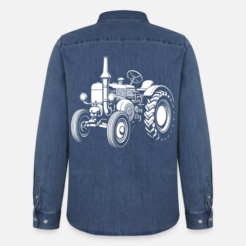 Nostalgischer Ackerheld - Männer Jeanshemd Organic von Stanley/Stella - verwaschenes Mittelblau 