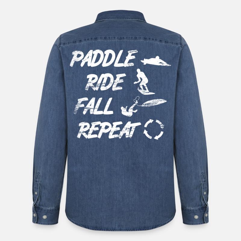 Paddle Ride Fall Repeat - Männer Jeanshemd Organic von Stanley/Stella - verwaschenes Mittelblau 