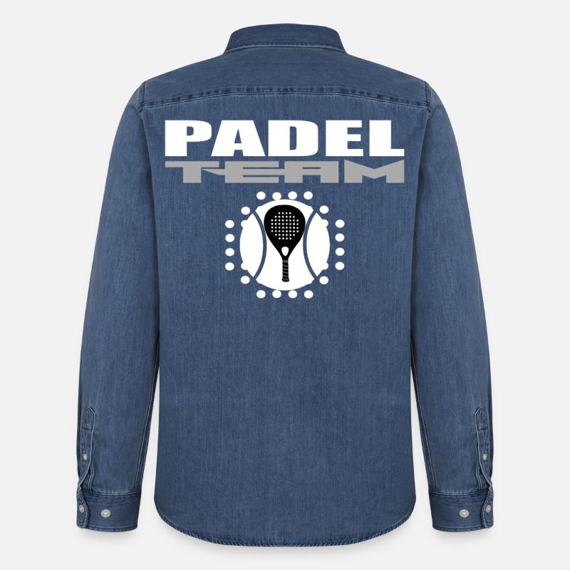 Padelschläger-Design mit modernem Stil - Männer Jeanshemd Organic von Stanley/Stella - verwaschenes Mittelblau