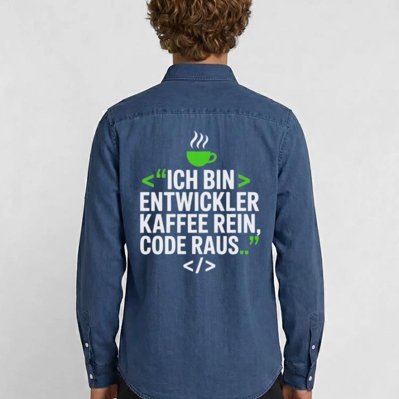 Developer Coffee Programming Saying Men’s Organic Denim Shirt by Stanley/Stella