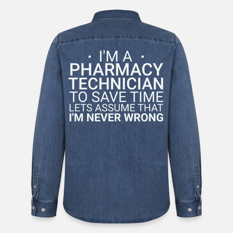 Pharmacy technician Never Wrong - Männer Jeanshemd Organic von Stanley/Stella - verwaschenes Mittelblau 