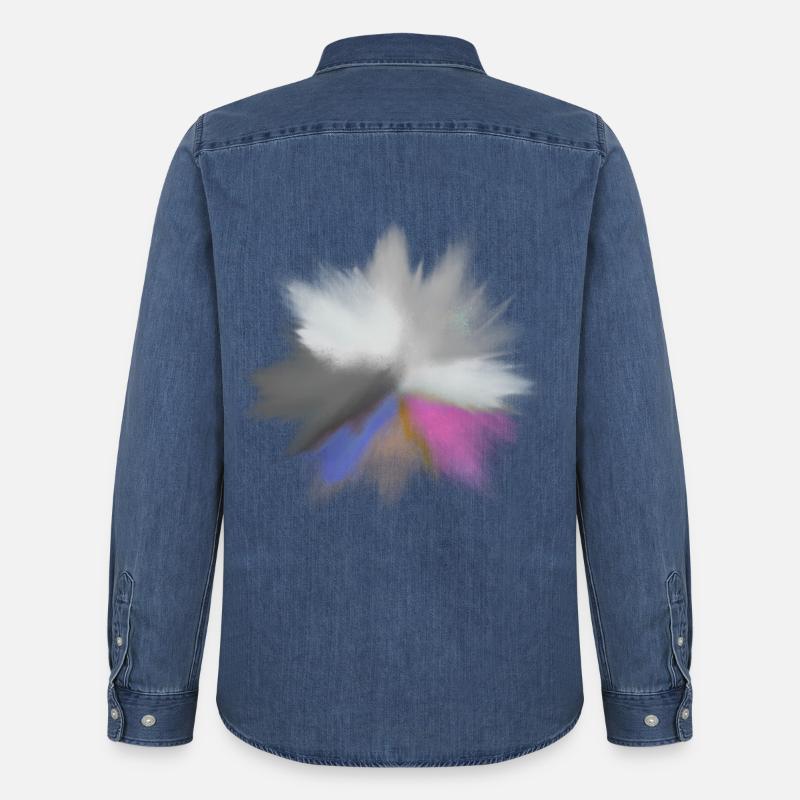 Farbexplosion Wasserfarben Design - Männer Jeanshemd Organic von Stanley/Stella - verwaschenes Mittelblau 