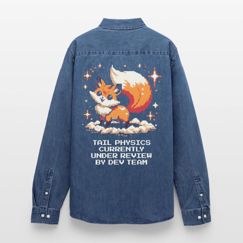Tail physics are being tested | Fox, Dev Team Men’s Organic Denim Shirt by Stanley/Stella