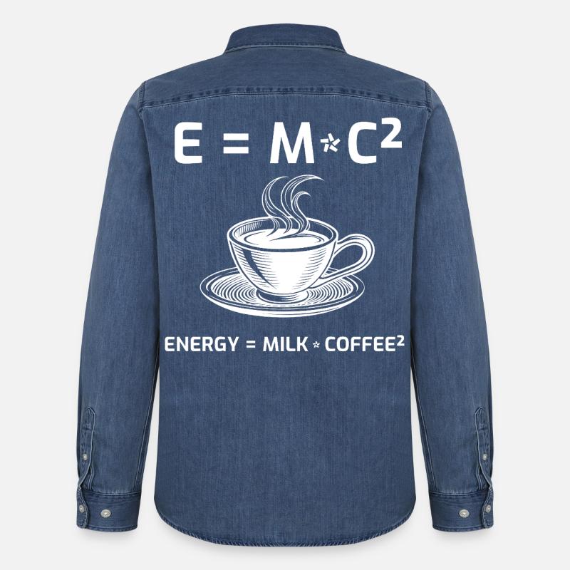 Kaffeetrinker Kaffeeformel E=MC2 - Männer Jeanshemd Organic von Stanley/Stella - verwaschenes Mittelblau 