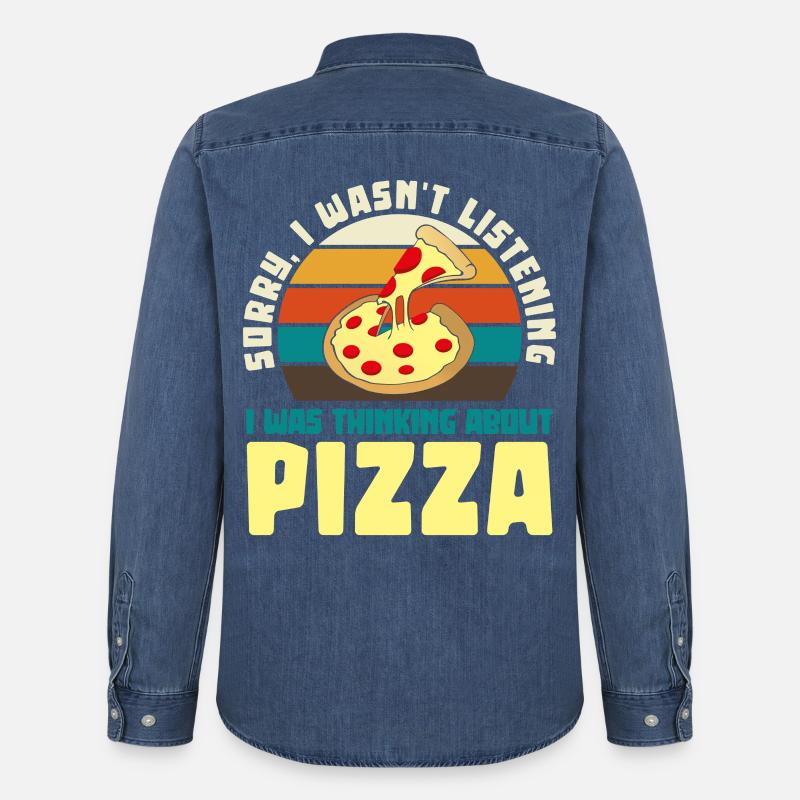 Pizza Träumer Retro Motiv - Männer Jeanshemd Organic von Stanley/Stella - verwaschenes Mittelblau 