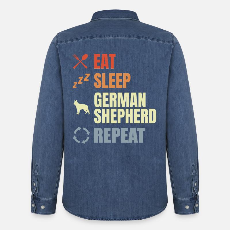 Schäferhund Routine - Männer Jeanshemd Organic von Stanley/Stella - verwaschenes Mittelblau 