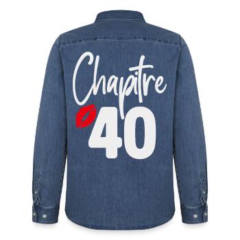 Kapitel 40 Geburtstagsgeschenk Frau 40 Jahre - Männer Jeanshemd Organic von Stanley/Stella - verwaschenes Mittelblau  - Hinten - AI Model Male 185 light (185cm)