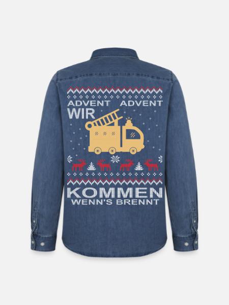  Feuerwehr Advent Weihnachten - Männer Jeanshemd Organic von Stanley/Stella - verwaschenes Mittelblau 