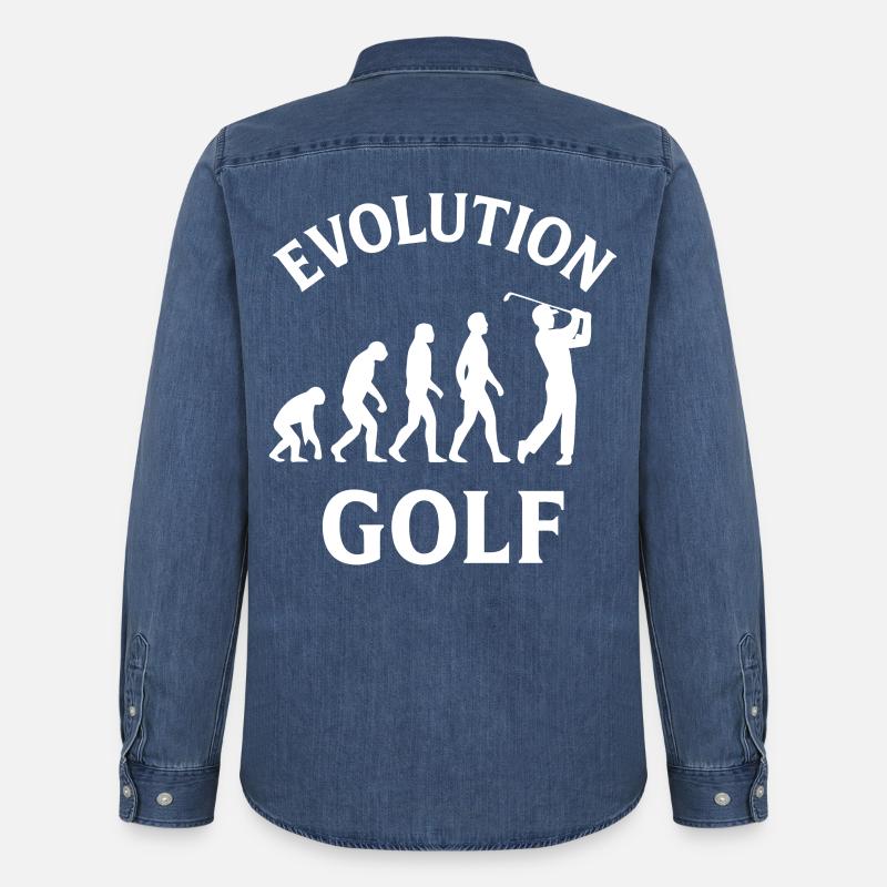 Evolution Golf Lustiges Golfdesign - Männer Jeanshemd Organic von Stanley/Stella - verwaschenes Mittelblau 