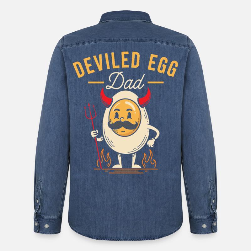 Deviled Egg Dad Thanskgiving Dinner - Men’s Organic Denim Shirt by Stanley/Stella - mid washy 