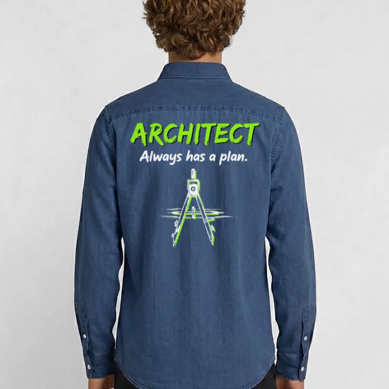 Architecture Compass Construction Plan Architect Men’s Organic Denim Shirt by Stanley/Stella