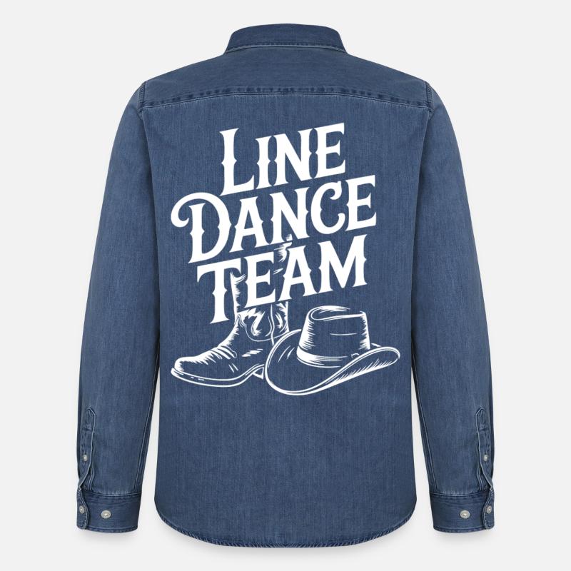 Line Dance Team Boots Hat - Männer Jeanshemd Organic von Stanley/Stella - verwaschenes Mittelblau 