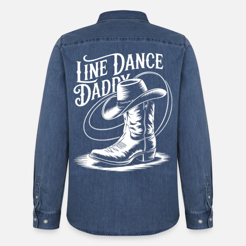 Line Dance Daddy Boots - Männer Jeanshemd Organic von Stanley/Stella - verwaschenes Mittelblau 