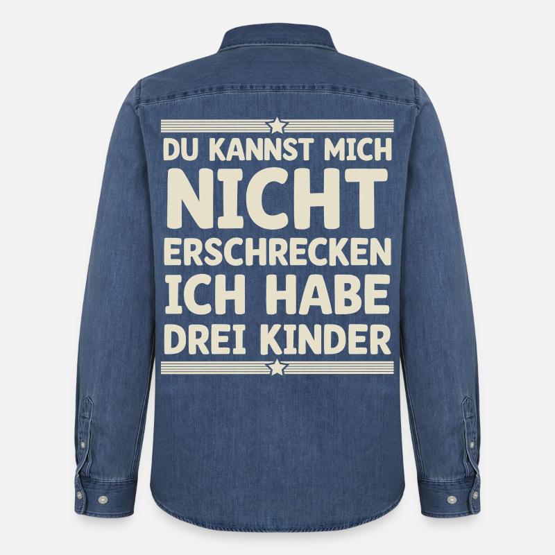 3 Kinder Mama Mutter Papa Vater - Männer Jeanshemd Organic von Stanley/Stella - verwaschenes Mittelblau 