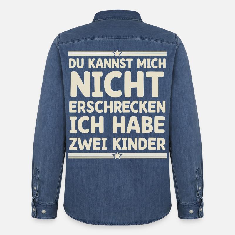 2 Kinder Mutter Mama Vater Papa - Männer Jeanshemd Organic von Stanley/Stella - verwaschenes Mittelblau 