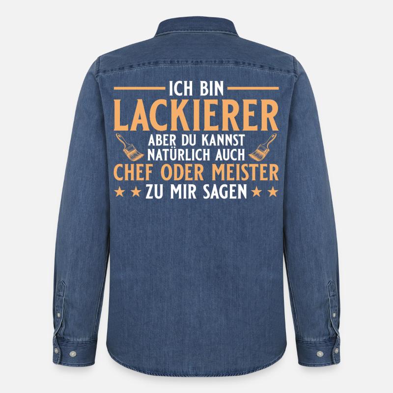 Maler Handwerker Chef oder Meister - Lackierer - Men’s Organic Denim Shirt by Stanley/Stella - mid washy 