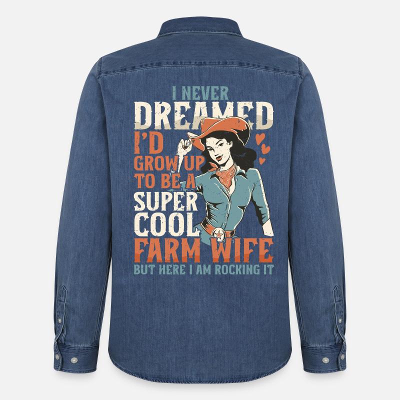 Ehefrau eines Bauern Mutter - Männer Jeanshemd Organic von Stanley/Stella - verwaschenes Mittelblau 