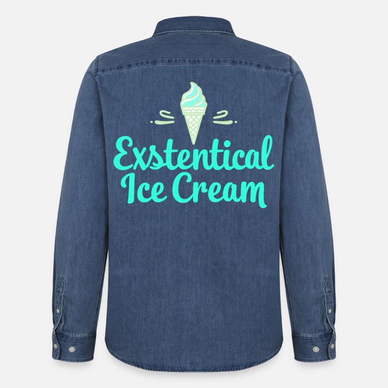 Existenzielle Eiscreme Lustiger Spruch Eis Waffel - Männer Jeanshemd Organic von Stanley/Stella - verwaschenes Mittelblau 