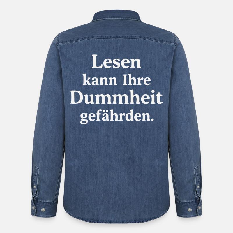 Lesen kann Ihre Dummheit gefährden - Männer Jeanshemd Organic von Stanley/Stella - verwaschenes Mittelblau 