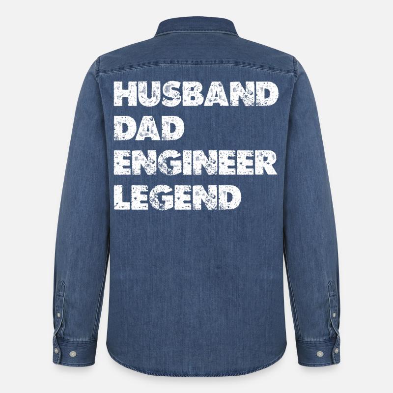 Husband Dad Engineer Legend - Männer Jeanshemd Organic von Stanley/Stella - verwaschenes Mittelblau