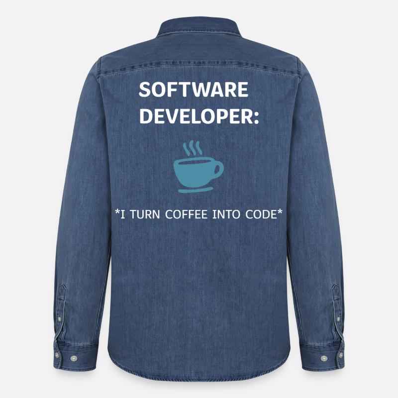 Software Developer - Coffee Edition - Männer Jeanshemd Organic von Stanley/Stella - verwaschenes Mittelblau 