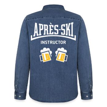 Après-Ski Instructor (Bier Apres Ski Konkav NEG2C) - Männer Jeanshemd Organic von Stanley/Stella - verwaschenes Mittelblau  - Hinten - AI Model Male 185 light (185cm)
