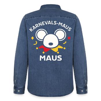 Karnevalsmaus Süßes Faschings-Motiv Geschenk - Männer Jeanshemd Organic von Stanley/Stella - verwaschenes Mittelblau  - Hinten - AI Model Male 185 light (185cm)