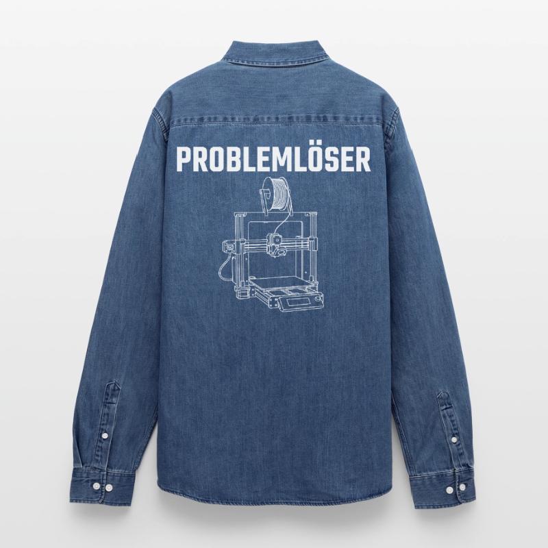 Problem Solver 3D Printer – Maker Statement Design Men’s Organic Denim Shirt by Stanley/Stella