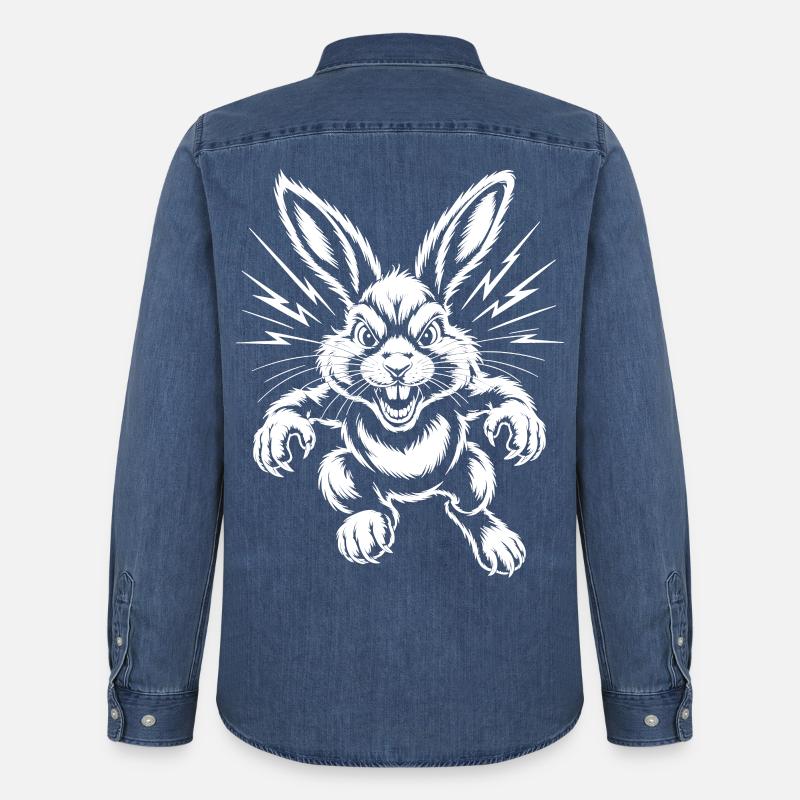 Aggressiver Hase  - Männer Jeanshemd Organic von Stanley/Stella - verwaschenes Mittelblau 