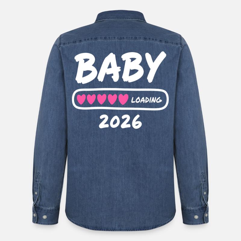 Baby Loading 2026 Schwangerschaft Eltern - Männer Jeanshemd Organic von Stanley/Stella - verwaschenes Mittelblau 