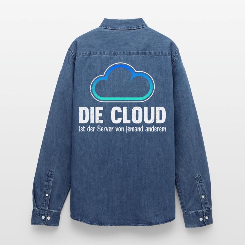 Coder THE CLOUD IS SOMEONE ELSE'S SERVER Men’s Organic Denim Shirt by Stanley/Stella