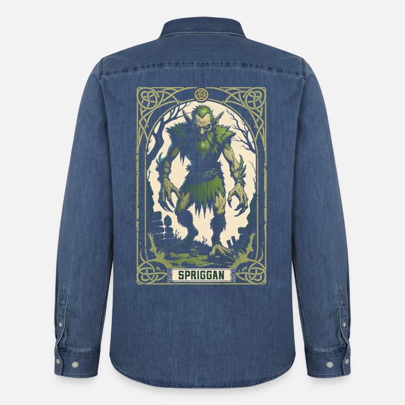 Spriggan Mythological Creatures - Men’s Organic Denim Shirt by Stanley/Stella - mid washy 