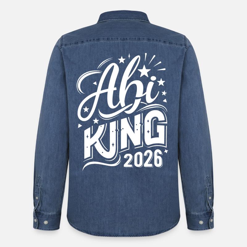 Abi King 2026 - Abitur - Spruch - Camicia in denim uomo bio di Stanley/Stella - blu medio slavato 
