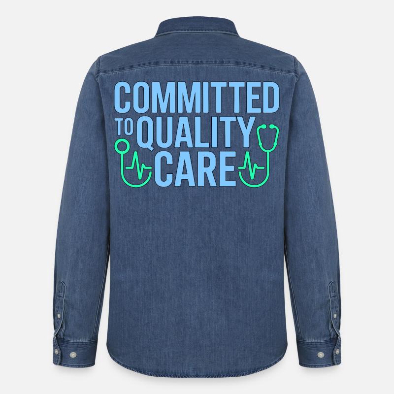 Nurse Practitioner Committed To Quality Nursing - Männer Jeanshemd Organic von Stanley/Stella - verwaschenes Mittelblau 