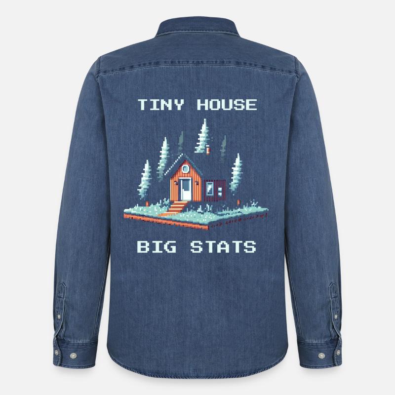 Tiny House, große Werte | Minimalismus - Männer Jeanshemd Organic von Stanley/Stella - verwaschenes Mittelblau 