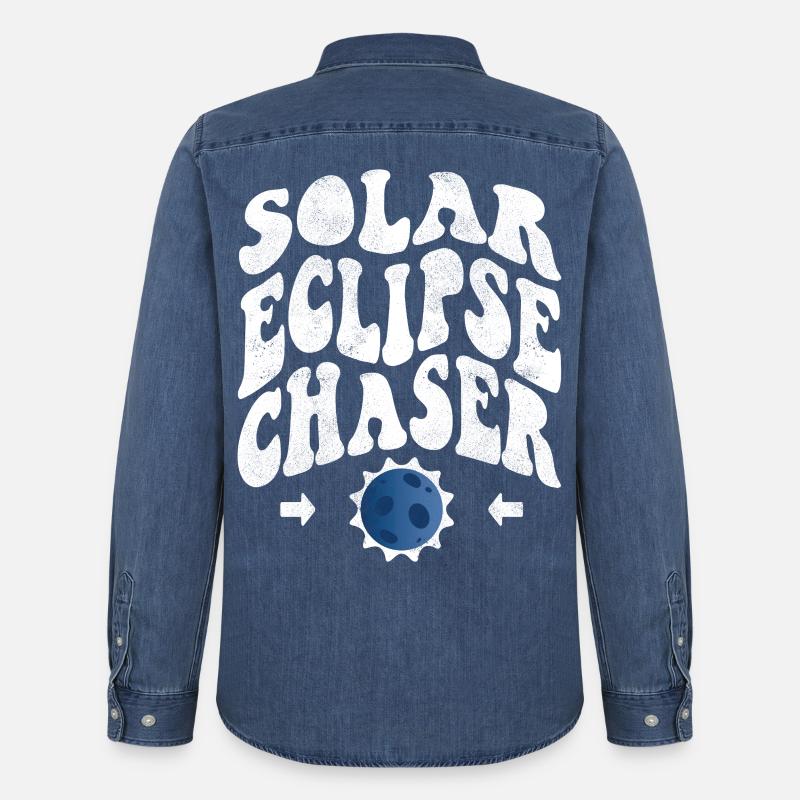 Solar eclipse chaser weiss - Männer Jeanshemd Organic von Stanley/Stella - verwaschenes Mittelblau 
