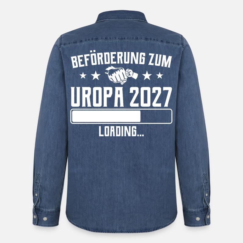 Werdender Uropa 2027 Beförderung Loading - Männer Jeanshemd Organic von Stanley/Stella - verwaschenes Mittelblau 