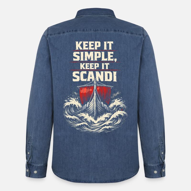 Skandinavisch Wikinger Keep It Scandi - Männer Jeanshemd Organic von Stanley/Stella - verwaschenes Mittelblau