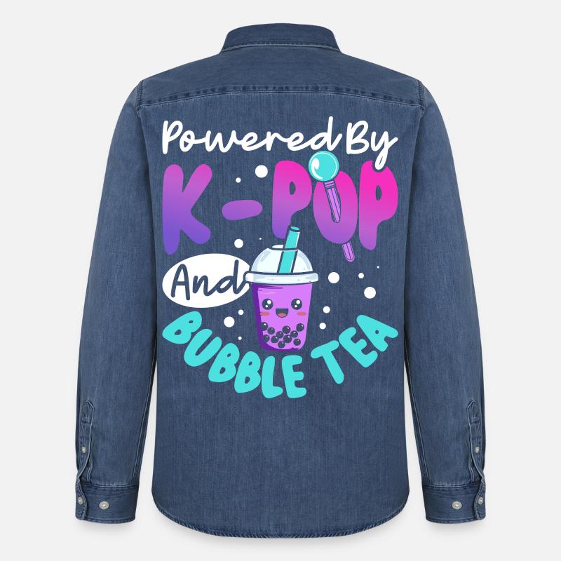 Alimentato da bubble tea K-pop - Camicia in denim uomo bio di Stanley/Stella - blu medio slavato