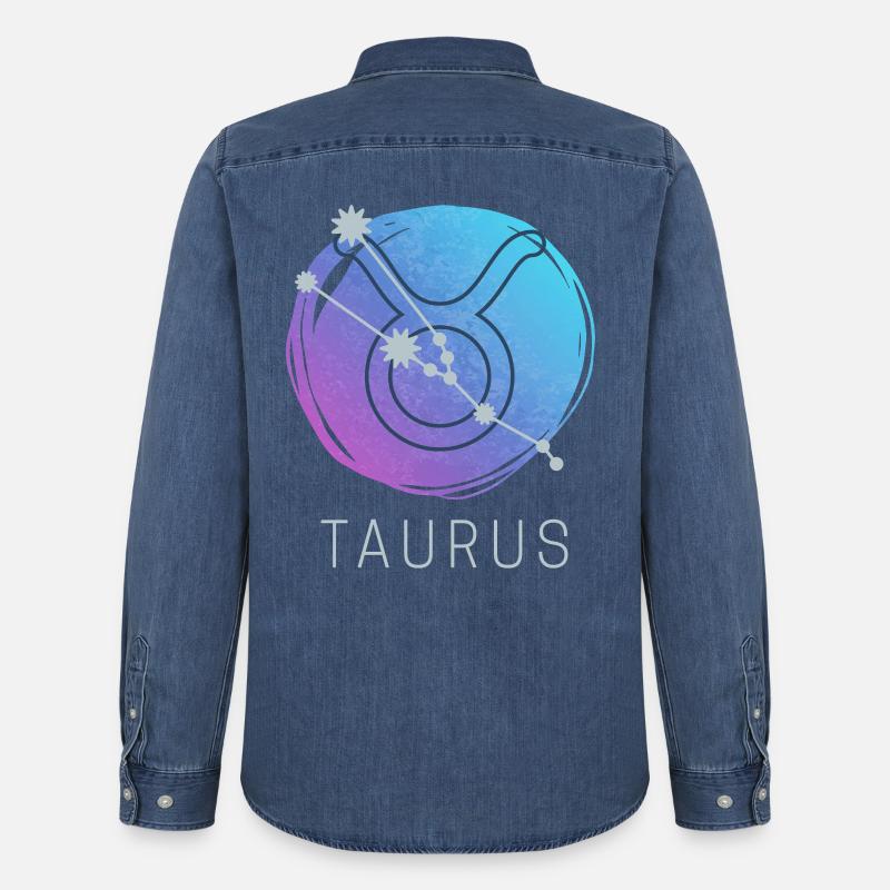 Taurus Stier Sternzeichen Aquarell Astrologie - Männer Jeanshemd Organic von Stanley/Stella - verwaschenes Mittelblau 