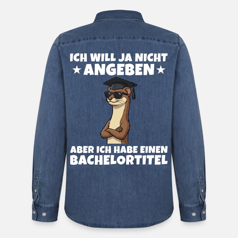 Bachelortitel geschafft Wiesel Studium Abschluss - Männer Jeanshemd Organic von Stanley/Stella - verwaschenes Mittelblau 