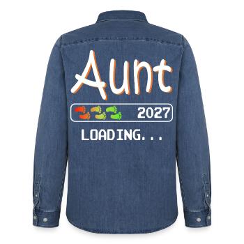 Werdende Tante 2027 loading ich werde Tante - Männer Jeanshemd Organic von Stanley/Stella - verwaschenes Mittelblau  - Hinten - AI Model Male 185 light (185cm)